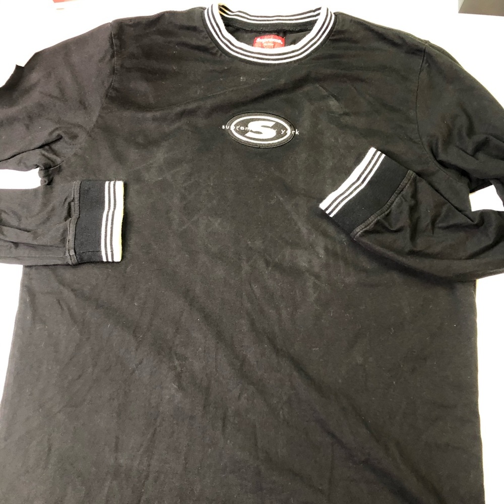 Supreme New York Black Crewneck Sz Large L/S Shirt